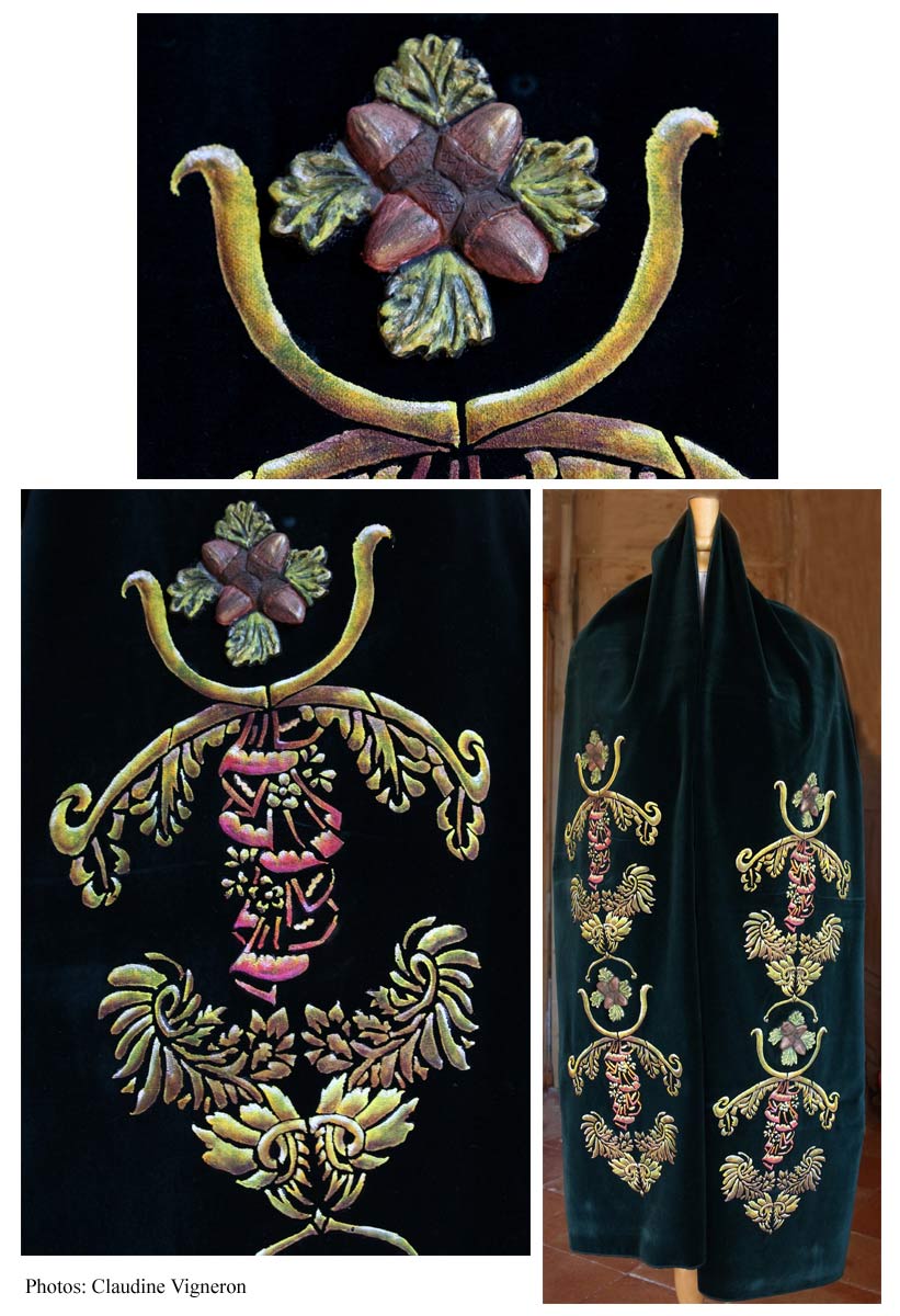 Motifs trompe œil et fausse broderie à la peinture gonflante Motifs trompe œil et fausse broderie à la peinture gonflante