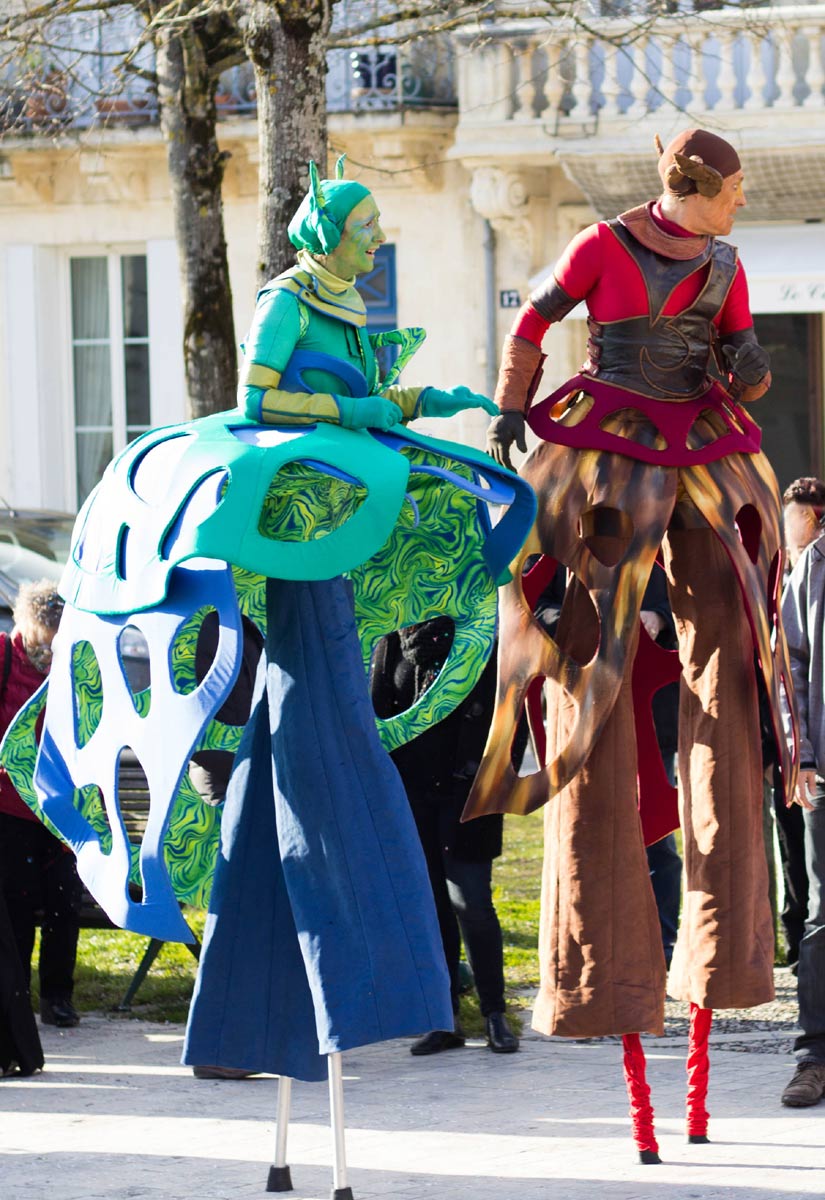 Costumes de 2 échassiers, "les Elfes", Cie Le Passage